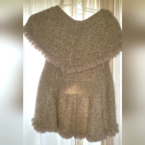 SALE! Ivory Love Token Genuine Rabbit Fur Trim Vest Women's Sz S Extra Stretchy - Picture 6 of 11
